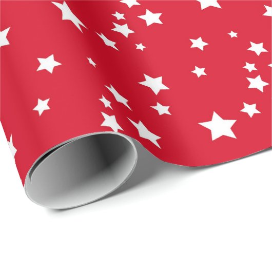 Papier Cadeau Trending Modèle Christmas Red White Stars (Coin rond)