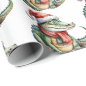 Papier Cadeau Trendy Alligators-Crocodiles Christmas Pattern  (Coin rond)