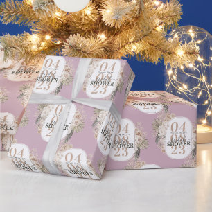 Papier Cadeau Trendy Floral Frame Fête des mariées Avec Nom Da