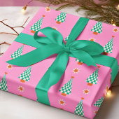 Papier Cadeau Trendy Gingham Christmas Tree Pattern