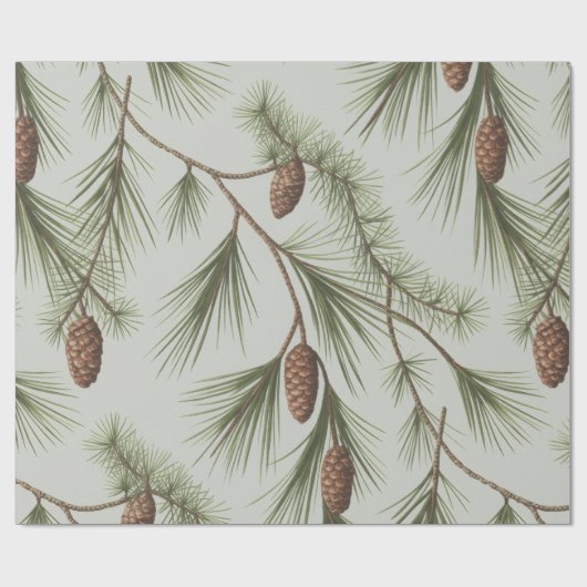 Papier Cadeau Trendy Merry Christmas Pine Cones and Branches (Plat)