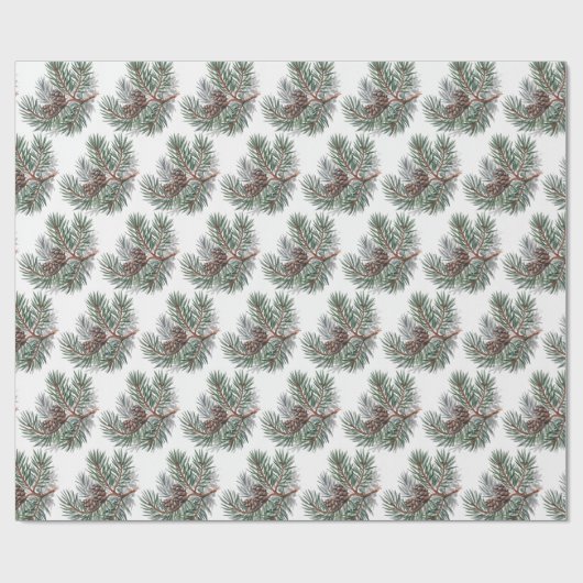 Papier Cadeau Trendy Merry Christmas Pine Cones and Branches (Plat)