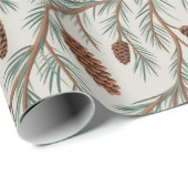 Papier Cadeau Trendy Merry Christmas Pine Cones and Branches (Coin rond)
