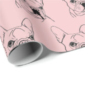 Papier Cadeau Trendy Pink French Bulldog Bull Dog (Coin rond)