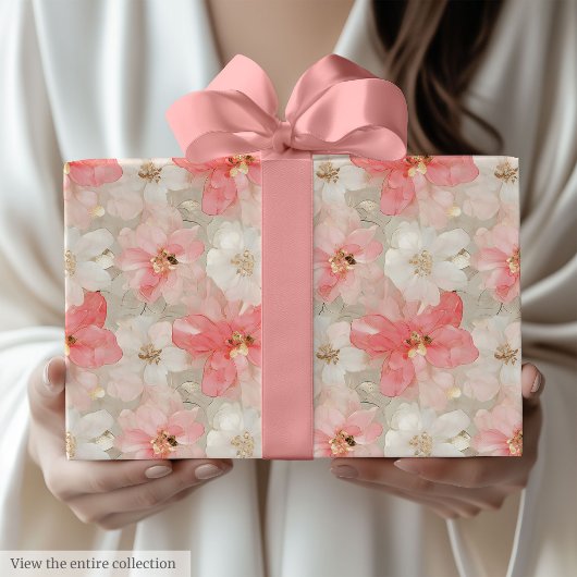 Papier Cadeau Trendy powder pink and gold 90th birthday wrap