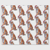 Papier Cadeau Trendy Tiger with Santa Hat Christmas (Plat)