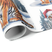 Papier Cadeau Trendy Tiger with Santa Hat Christmas (Coin rond)
