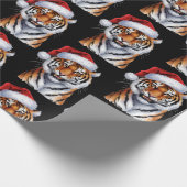 Papier Cadeau Trendy Tiger with Santa Hat Christmas Black (Coin)