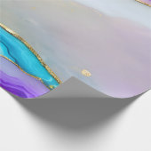 Papier Cadeau Trendy Violet Bleu Or Marbre Granite Pierre (Coin)