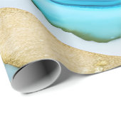 Papier Cadeau Trendy Violet Bleu Or Marbre Granite Pierre (Coin rond)