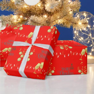 Papier Cadeau Très Joyeux sur Candy Pomme rouge Noël