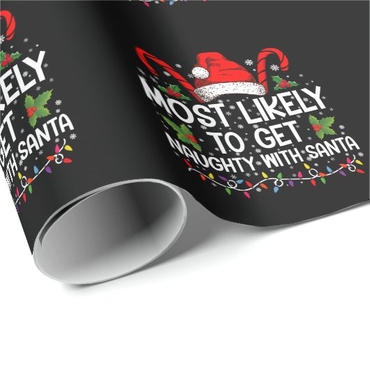 Papier Cadeau Très Probable D'Être Naughty Avec Père Noël Christ (Coin rond)