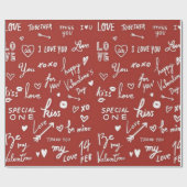 Papier Cadeau Très tendance Saint Valentin Rouge (Plat)