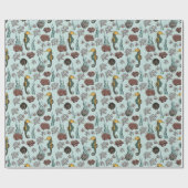 Papier Cadeau Trésors balnéaires Hippocampe et corail Nautique (Plat)