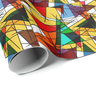 Papier Cadeau Triangle Coloré Géométrique Moderne