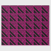 Papier Cadeau Triangle en Magenta et Noir (Plat)