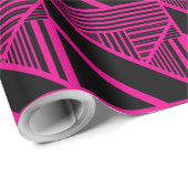 Papier Cadeau Triangle en Magenta et Noir (Coin rond)