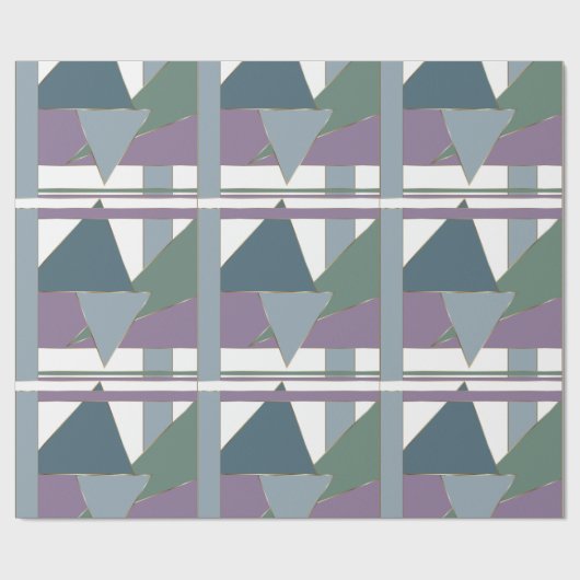 Papier Cadeau Triangle géométrique Motif bleu violet vert (Plat)