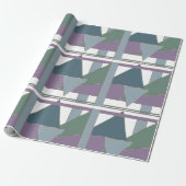 Papier Cadeau Triangle géométrique Motif bleu violet vert (Déroulé)