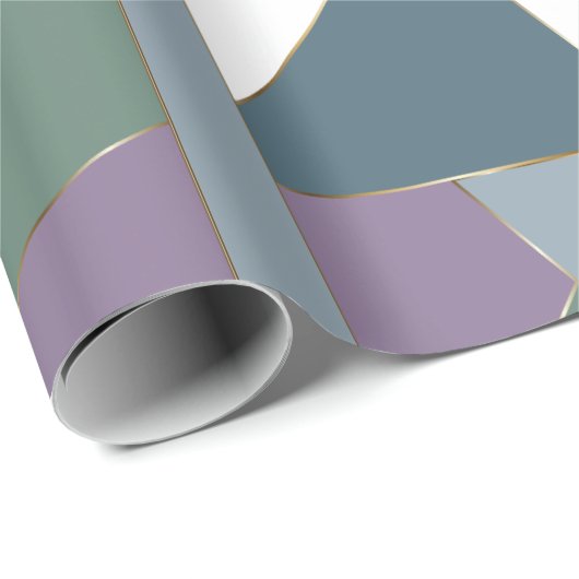 Papier Cadeau Triangle géométrique Motif bleu violet vert (Coin rond)