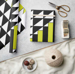 Papier Cadeau Triangle Géométrique Rectangle Noir Vert