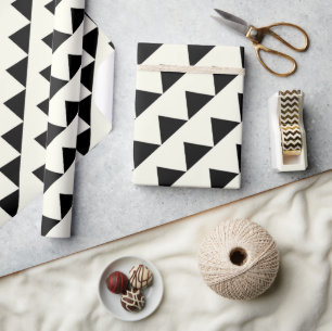 Papier Cadeau Triangle Ivoire Noir Abstrait moderne géométrique