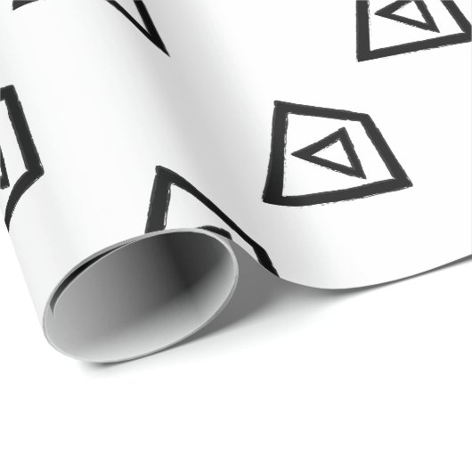 Papier Cadeau Triangle moderne Abstrait noir et blanc (Coin rond)