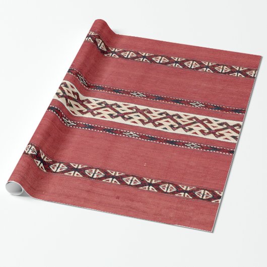 Papier Cadeau Triangle Striangle Kilim IV Rouge Noir Blanc (Déroulé)
