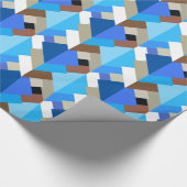 Papier Cadeau Triangles Abstraits modernes, Bleu de Cobalt et Br (Coin)
