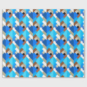 Papier Cadeau Triangles Abstraits modernes, Bleu de Cobalt et Br (Plat)
