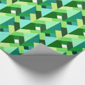 Papier Cadeau Triangles Abstraits modernes, Emerald Green et Aqu (Coin)