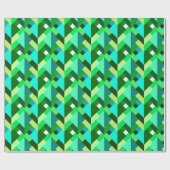 Papier Cadeau Triangles Abstraits modernes, Emerald Green et Aqu (Plat)