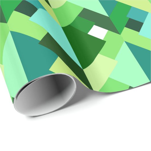 Papier Cadeau Triangles Abstraits modernes, Emerald Green et Aqu (Coin rond)