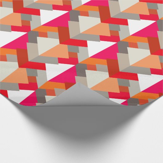Papier Cadeau Triangles Abstraits modernes, orange, Fuchsia et g (Coin)