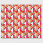 Papier Cadeau Triangles Abstraits modernes, orange, Fuchsia et g (Plat)