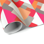 Papier Cadeau Triangles Abstraits modernes, orange, Fuchsia et g (Coin rond)