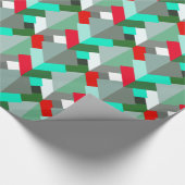 Papier Cadeau Triangles Abstraits modernes, Turquoise, Rouge et (Coin)