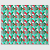 Papier Cadeau Triangles Abstraits modernes, Turquoise, Rouge et (Plat)