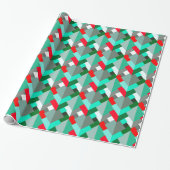 Papier Cadeau Triangles Abstraits modernes, Turquoise, Rouge et (Déroulé)