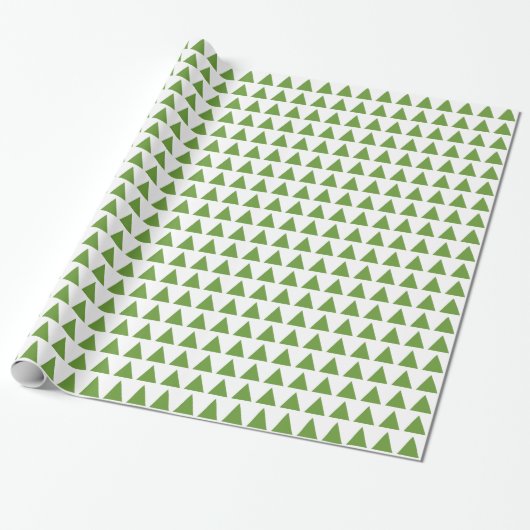 Papier Cadeau Triangles - Avocado vert sur blanc (Déroulé)