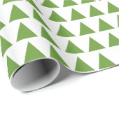 Papier Cadeau Triangles - Avocado vert sur blanc (Coin rond)