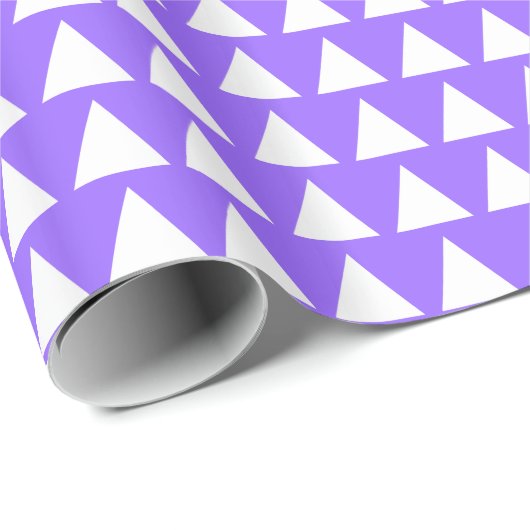 Papier Cadeau Triangles - Blanc sur Violet clair (Coin rond)