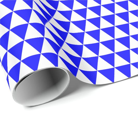 Papier Cadeau Triangles blancs et bleus (Coin rond)