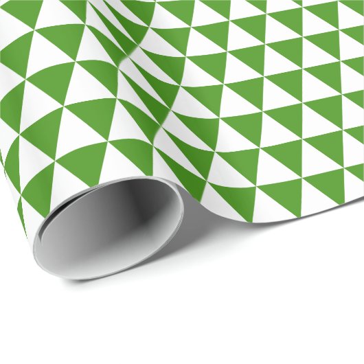 Papier Cadeau Triangles blancs et verts (Coin rond)