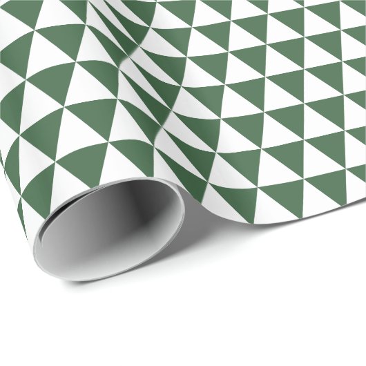 Papier Cadeau Triangles blancs et verts chasseur (Coin rond)