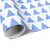 Papier Cadeau Triangles - Bleu bébé sur blanc (Coin rond)