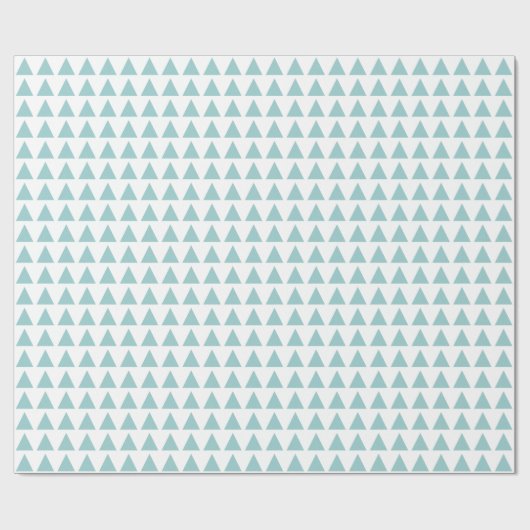 Papier Cadeau Triangles - bleu clair Vert sur blanc (Plat)