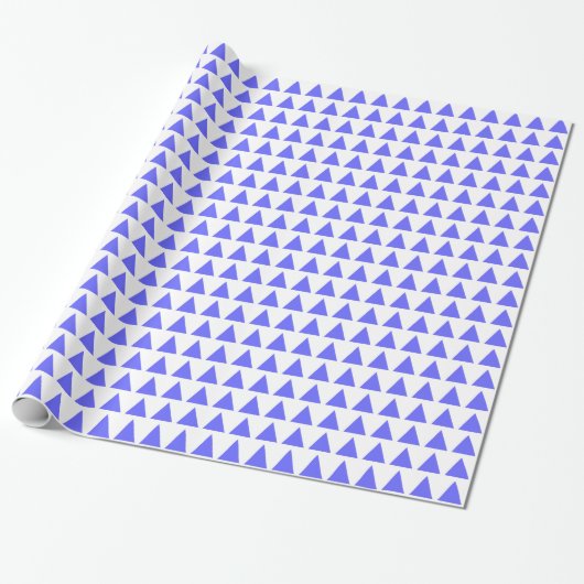 Papier Cadeau Triangles - Bleu électrique sur blanc (Déroulé)