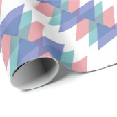Papier Cadeau Triangles bleu et corail (Coin rond)
