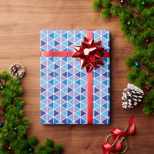 Papier Cadeau Triangles bleu moderne rétro Motif géométrique (Cadeau de vacances)